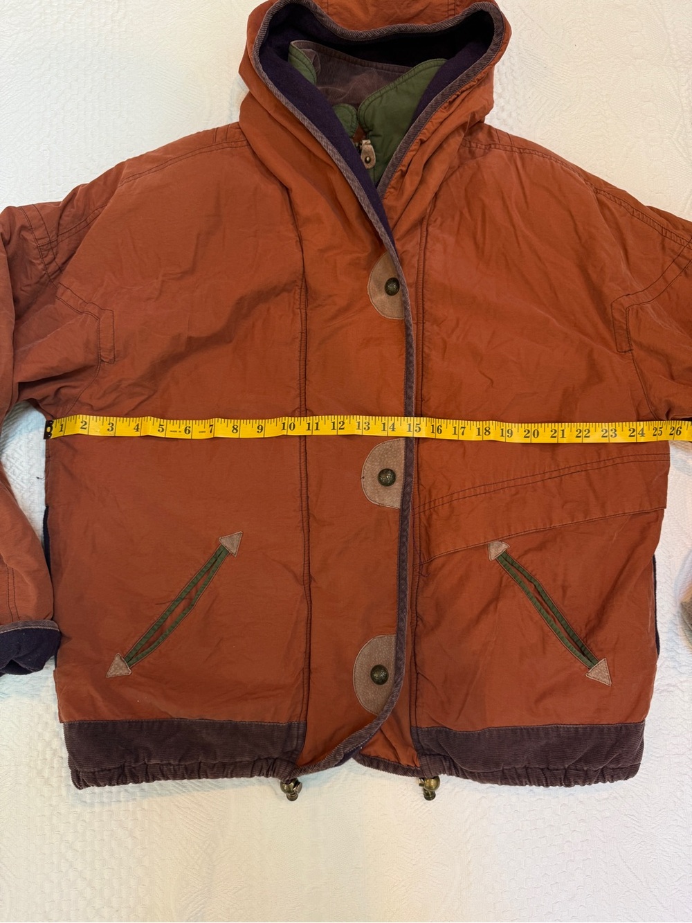 Vintage Forenza Rust Hooded Puffer Jacket • 90s Gorpcore Outdoor Coat - Picture 7 of 9